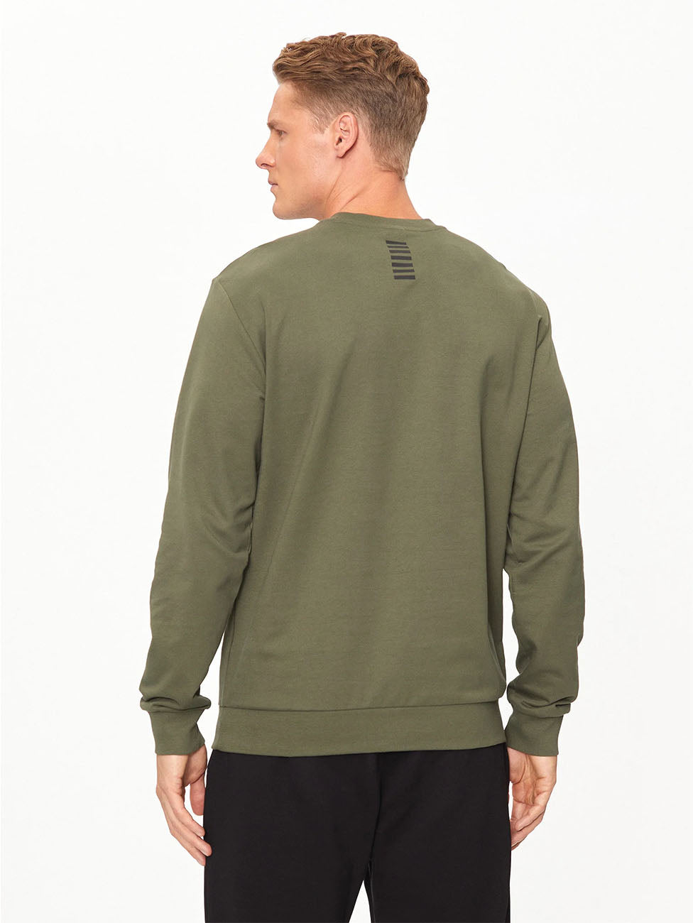 EA7 Olive-Green Core Identity Crew-neck Sweatshirt