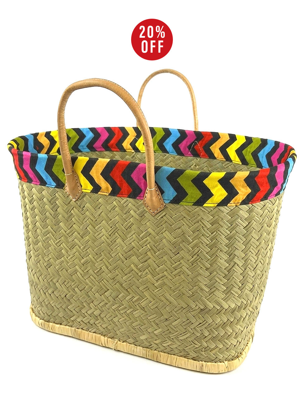 Le Comptoir De La Plage Marine Zig Zag Handmade Beach Basket