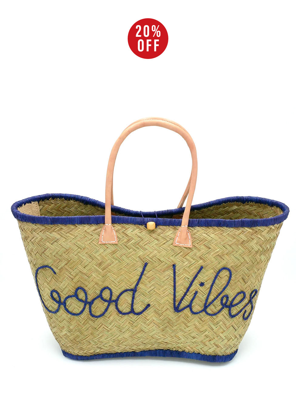 Le Comptoir De La Plage Marine Good Vibes Handmade Beach Basket