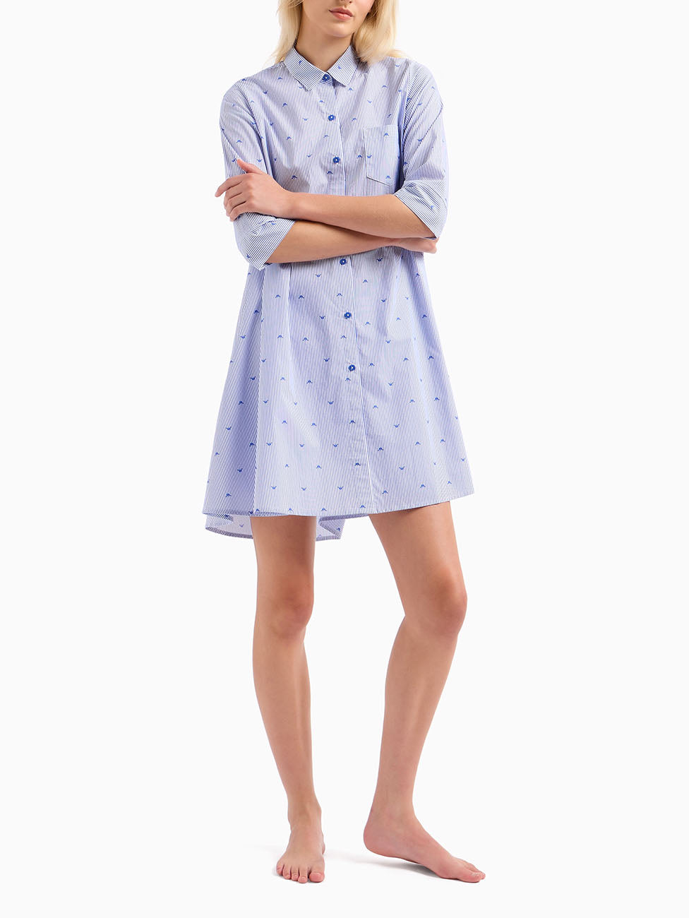 Emporio Armani Striped All-Over Eagle Logo Nightdress