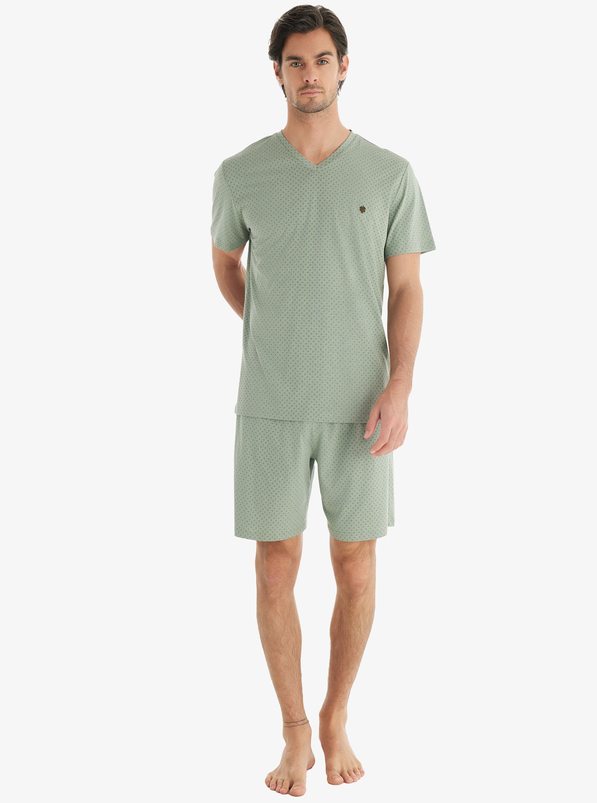 Blackspade Green Pattern Men's Short Pyjama Set
