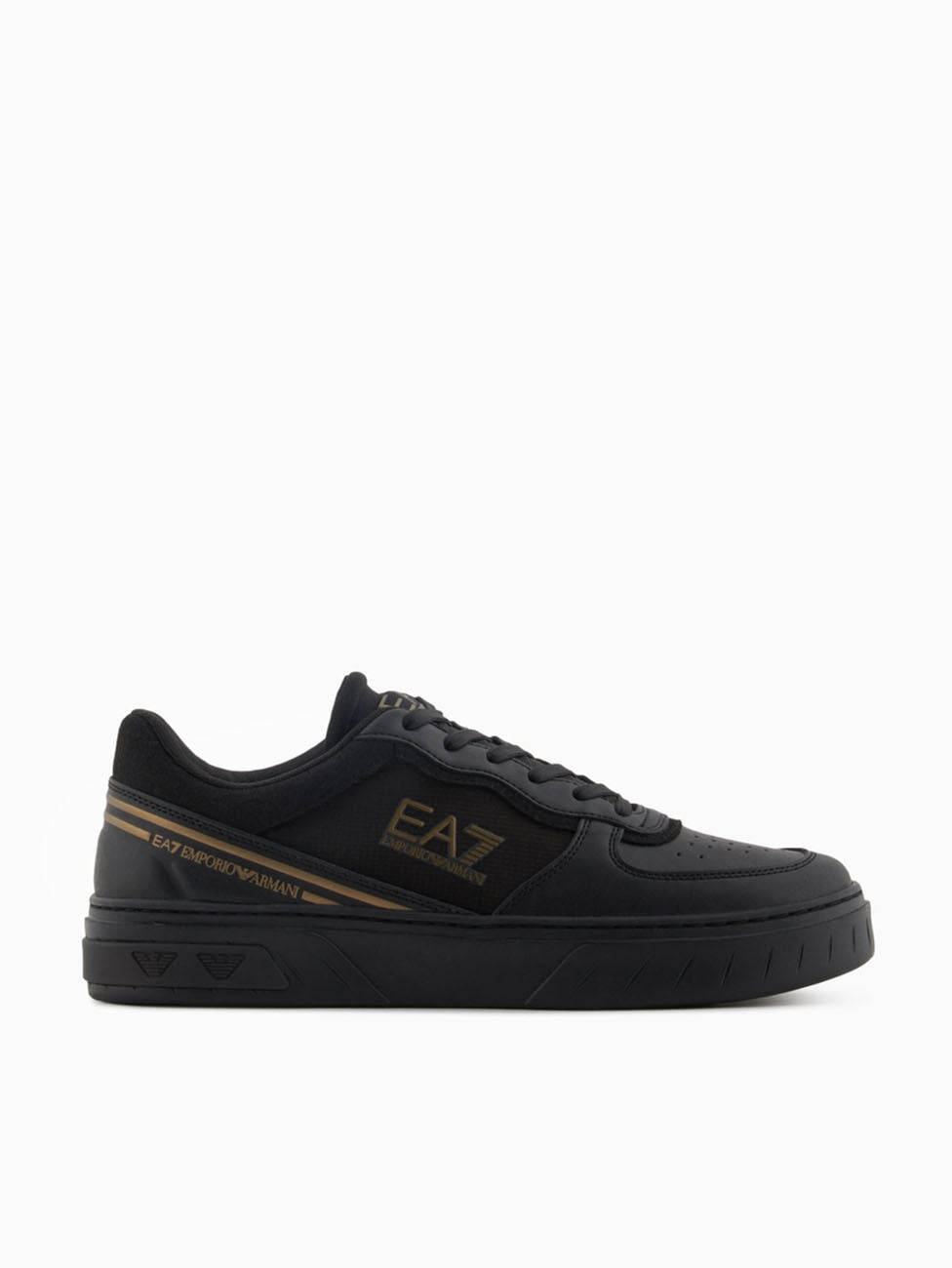 EA7 Triple Black & Gold Court Premium Sneakers
