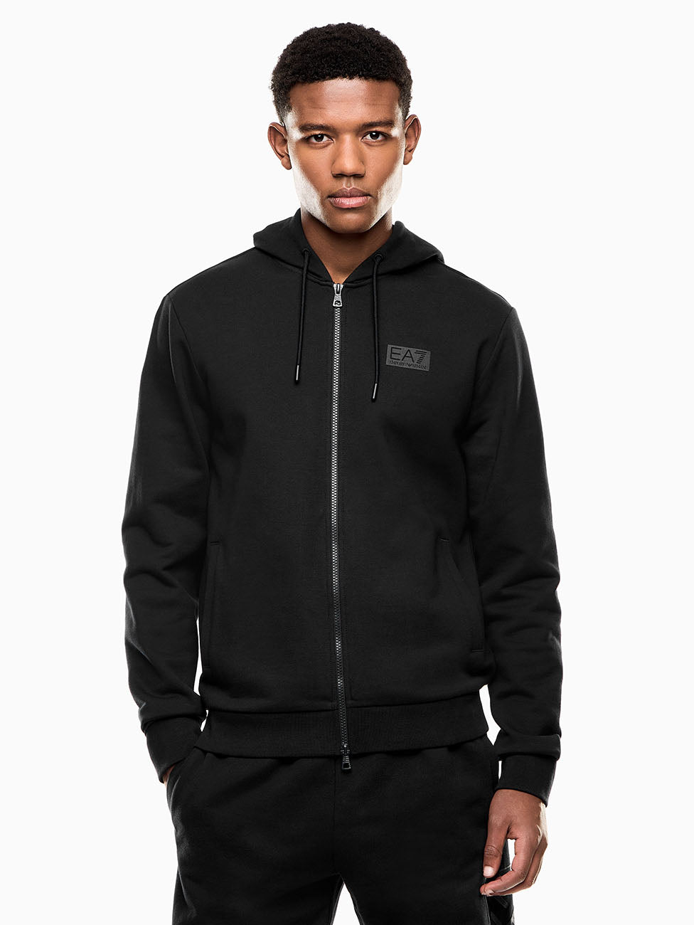 EA7 Train Logo Series Hooded zip-up Sweatshirt
