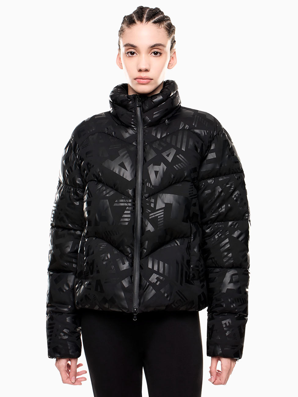 EA7 Monogram Print Padded Women's Jacket