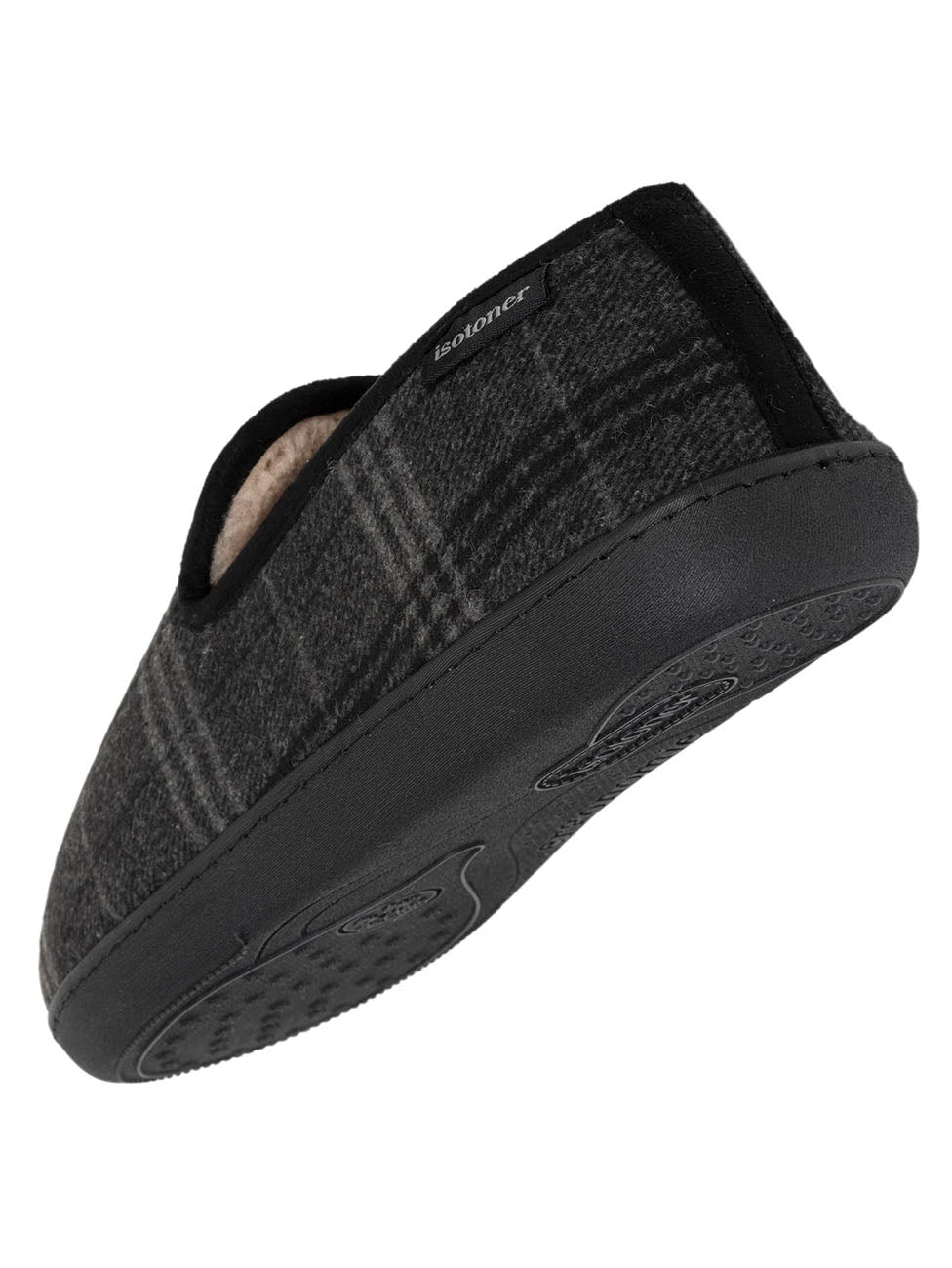 Isotoner Grey Tartan Men's Closed Slippers