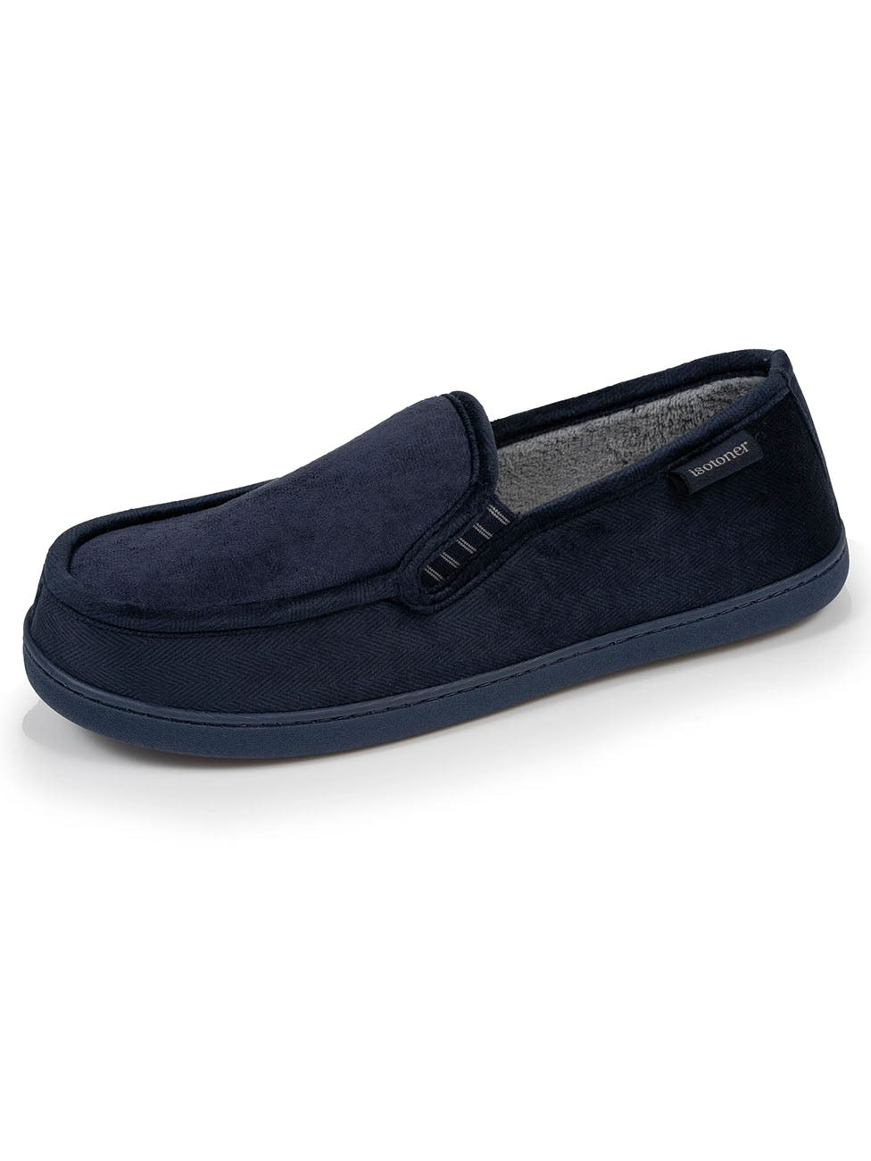 Isotoner Men's Navy Blue Moccasin Slippers