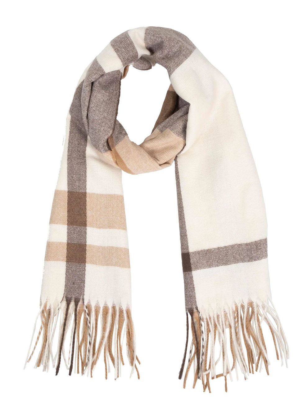 Isotoner Women's Soft Touch Beige Tartan Scarf