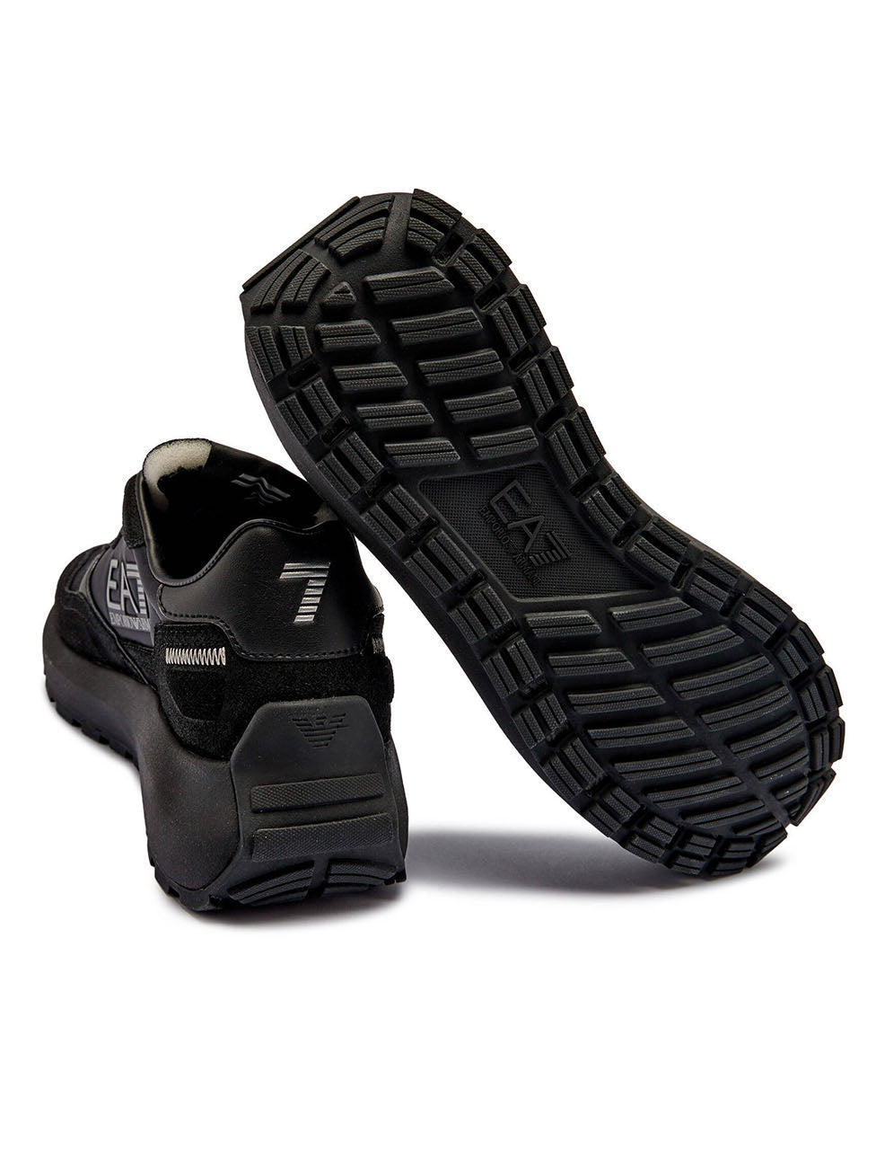 EA7 Black & Silver Low-Top Sneakers