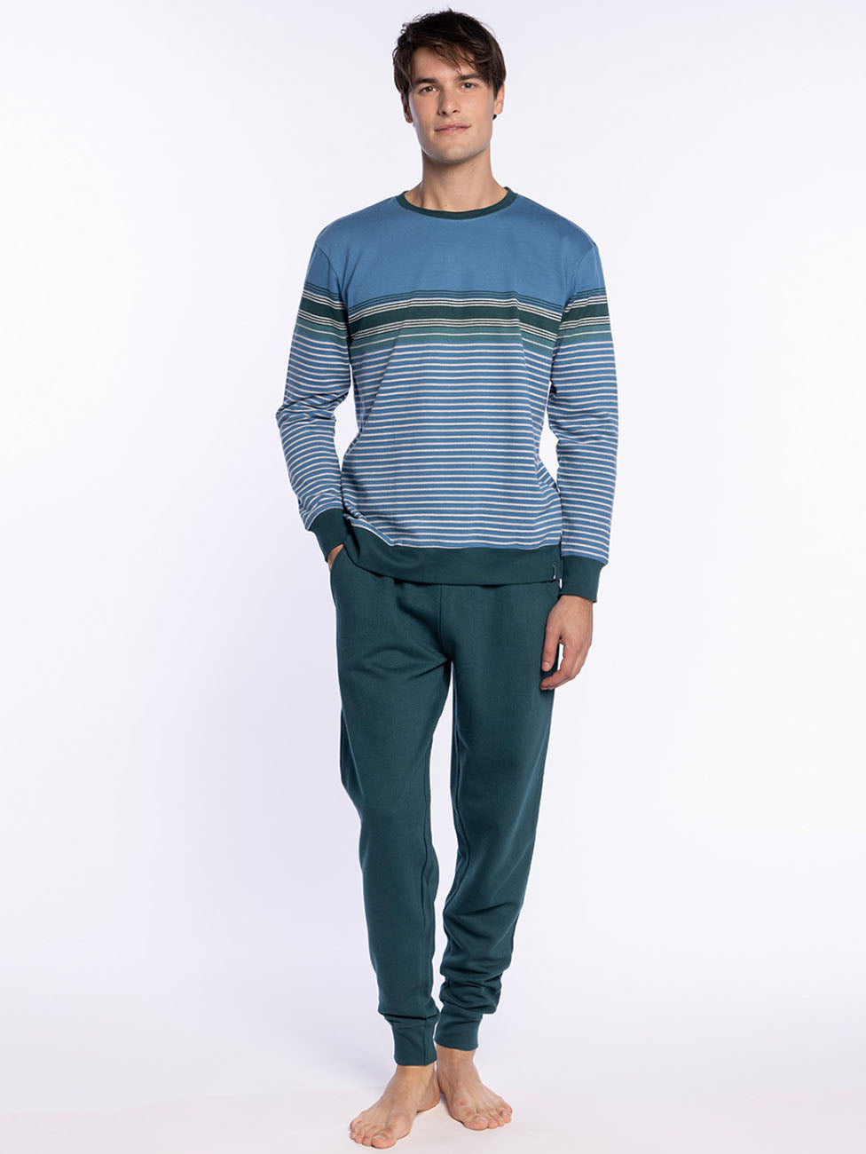 Punto Blanco Versatility Long Striped Fleece Pyjama