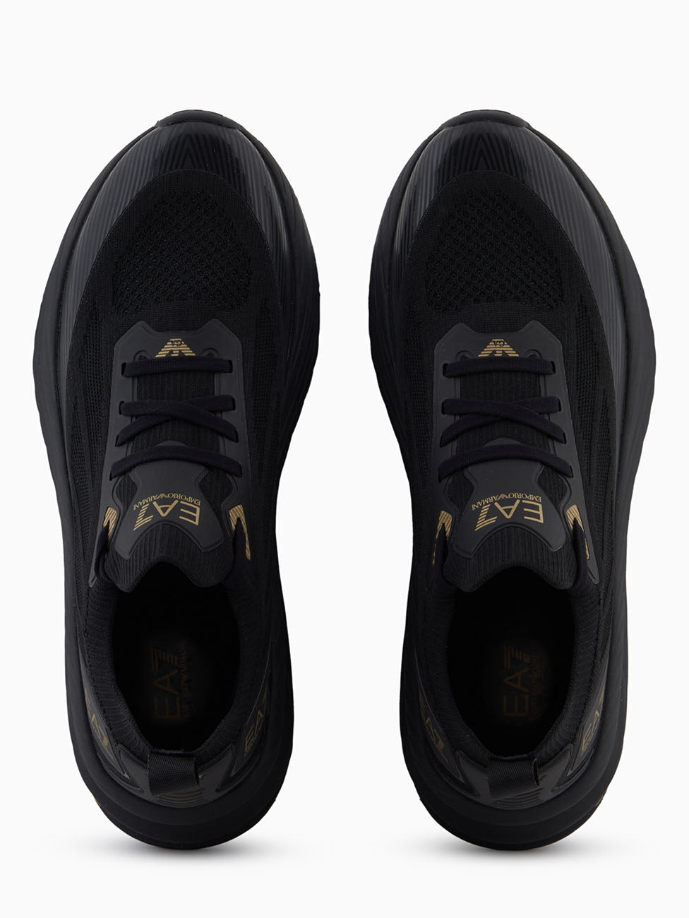 EA7 Black & Gold Crusher Sonic Knit Sneakers