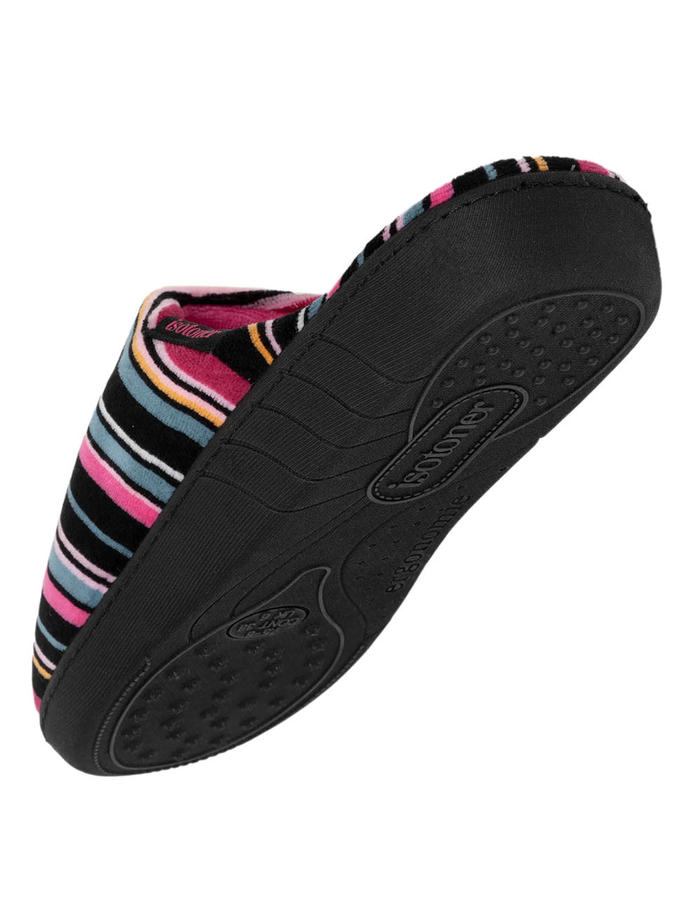 Isotoner Pink Striped Women's Slippers