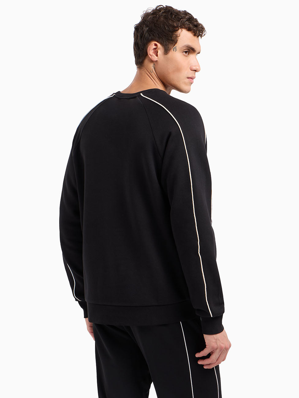 EA7 Logo Series Cotton Crew-neck Sweatshirt