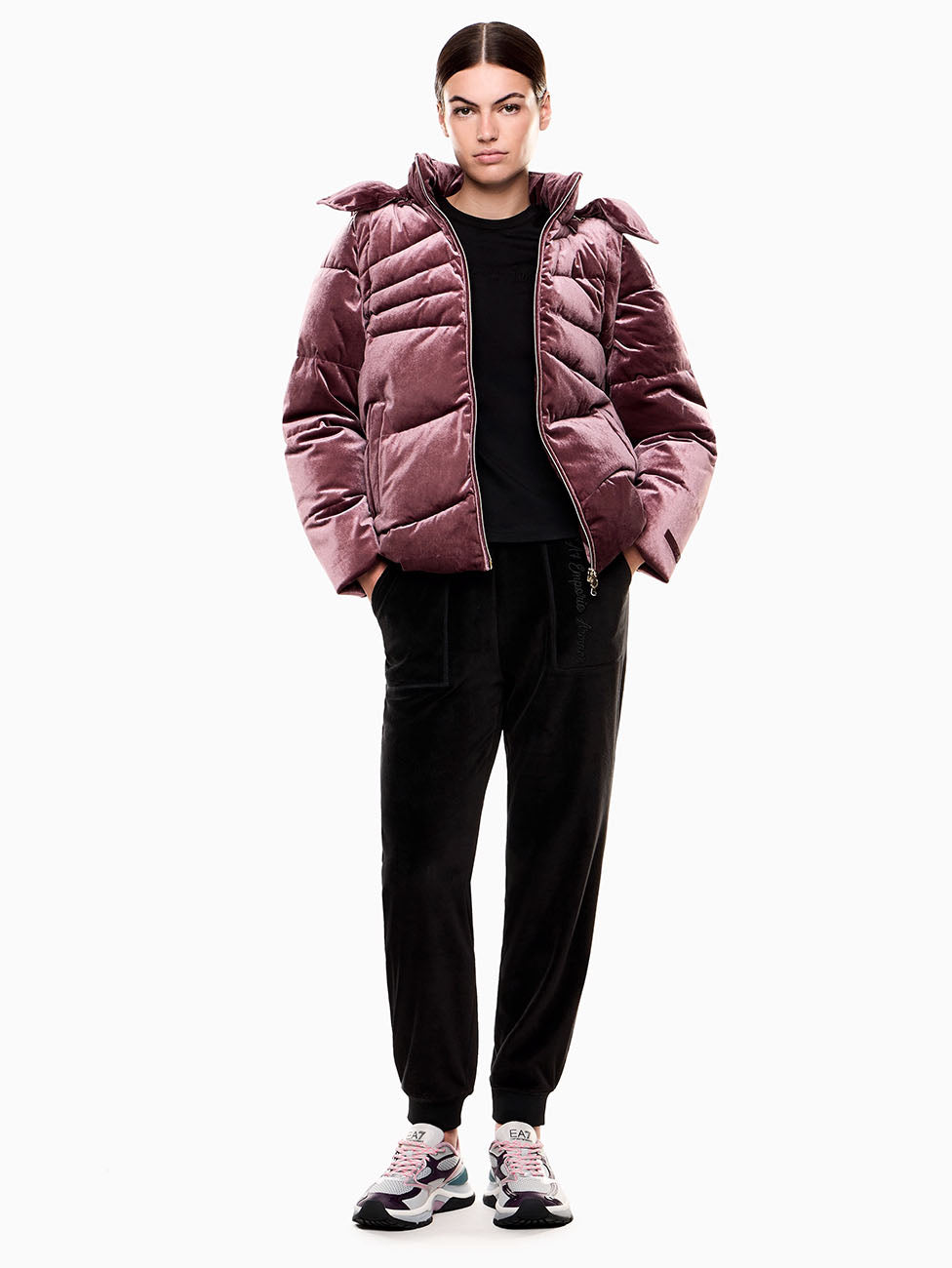 EA7 Athletic Velour Women's Padded Jacket