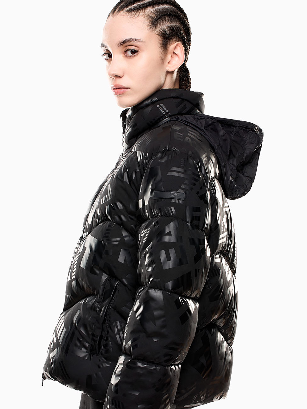 EA7 Monogram Print Padded Women's Jacket