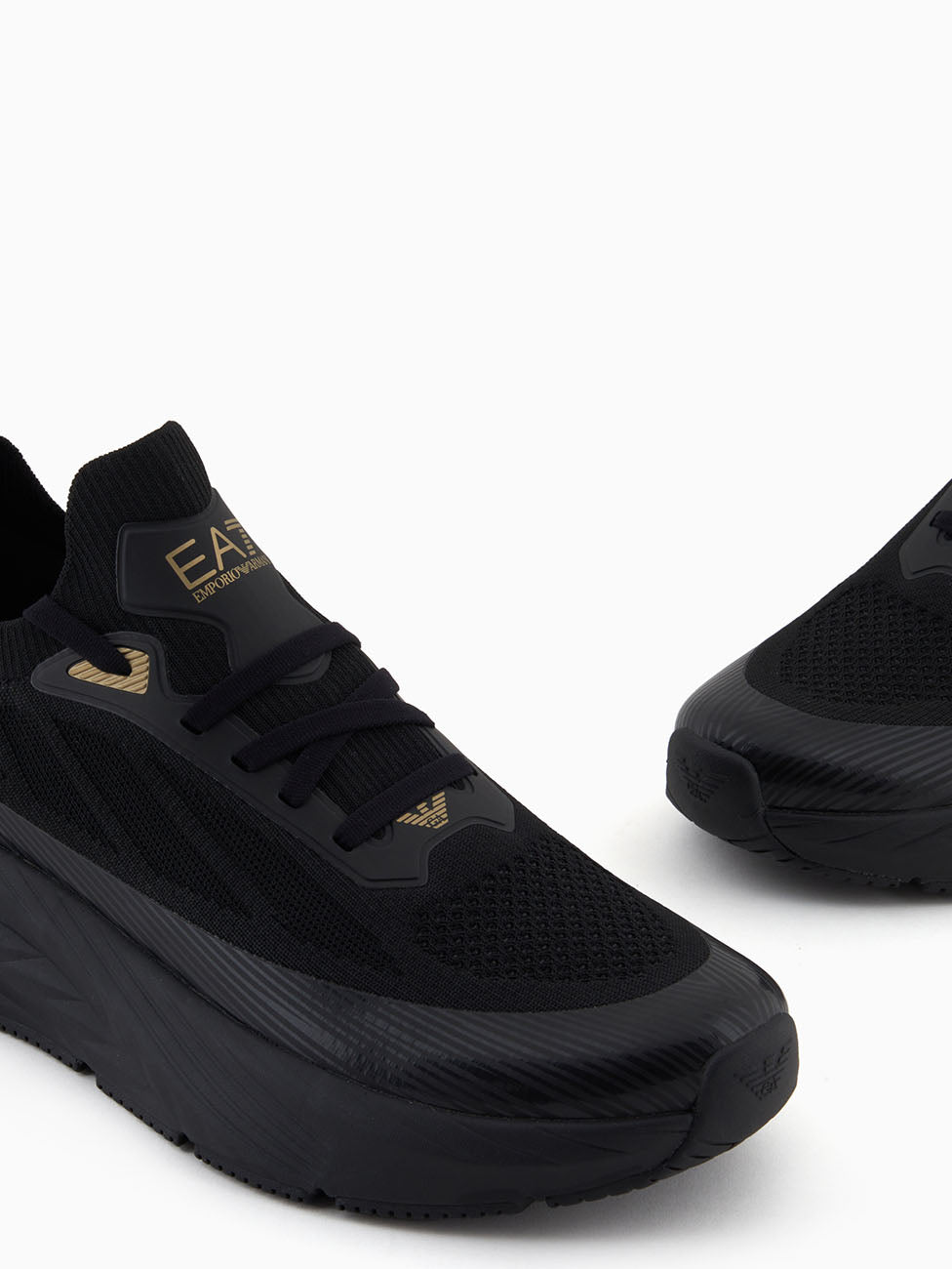 EA7 Black & Gold Crusher Sonic Knit Sneakers