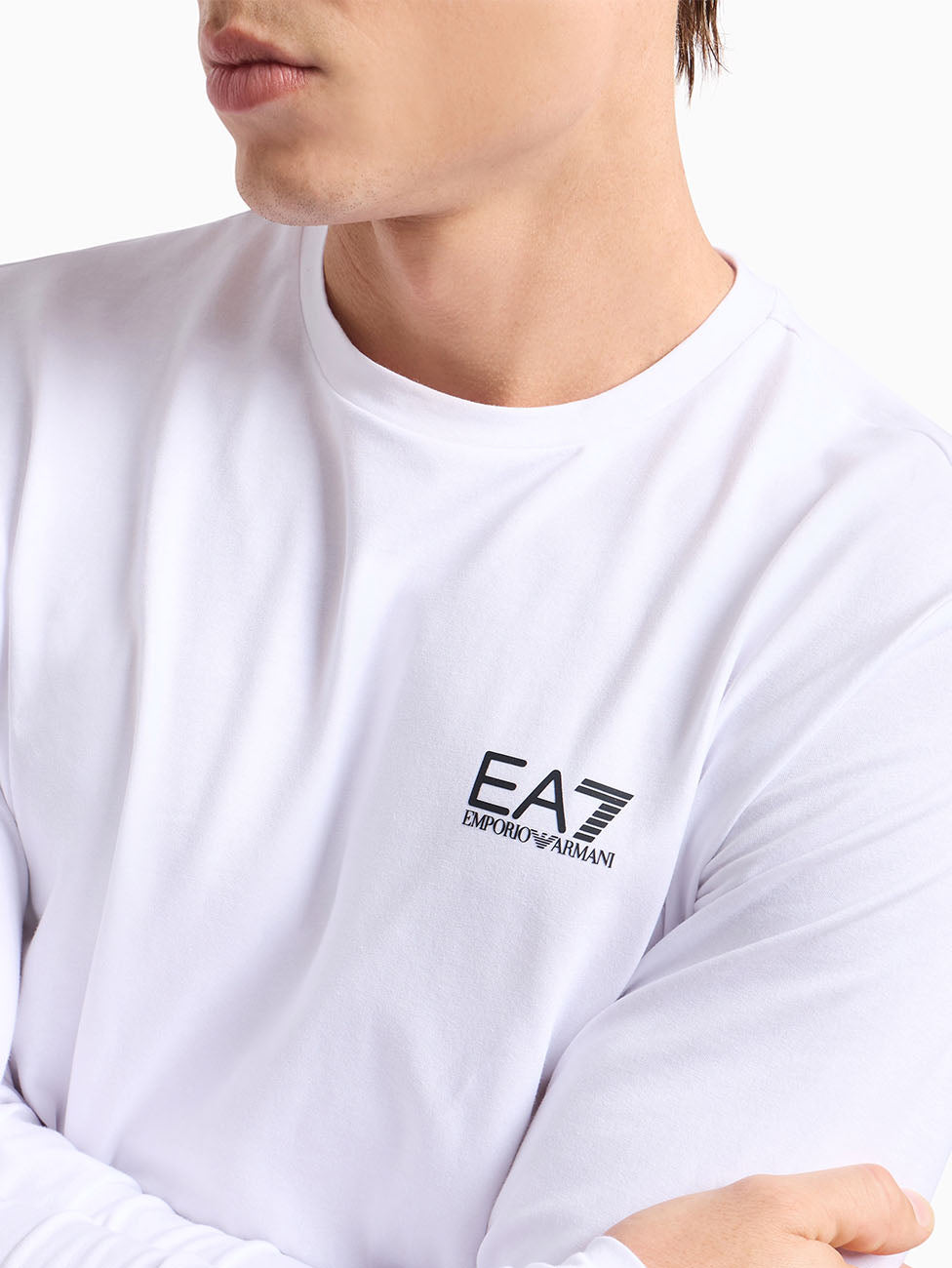 EA7 White Core Identity Long-sleeved T-shirt