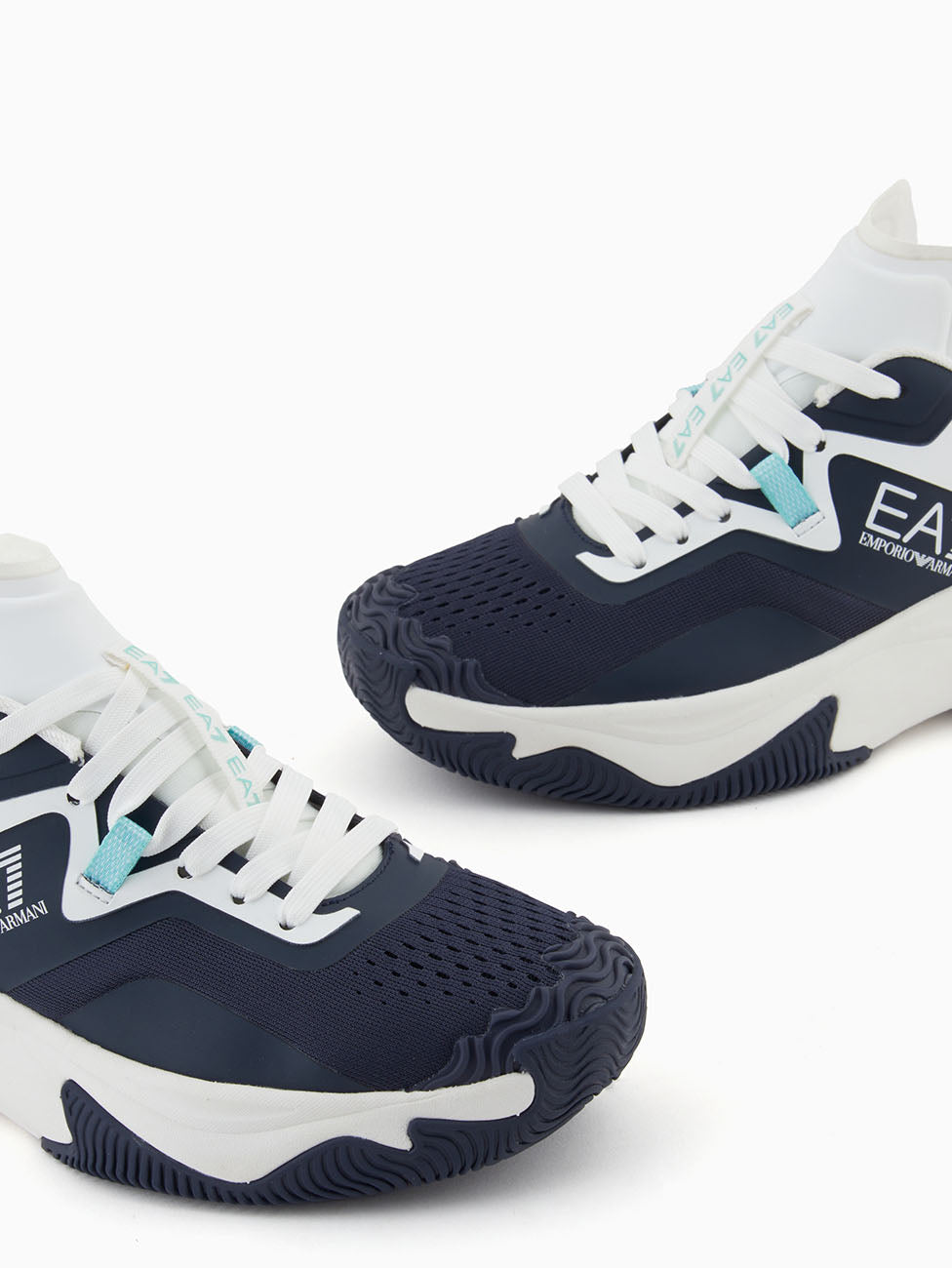 EA7 Navy & White Hard Tennis/Padel Sneakers