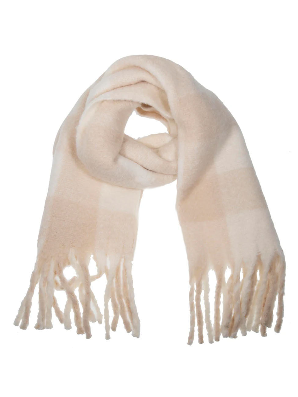 Isotoner Fringe Cream Women's Plaid Scarf