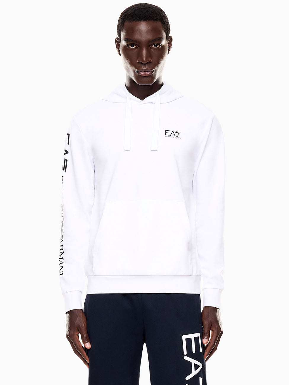 EA7 Logo Series Hooded Cotton Sweatshirt