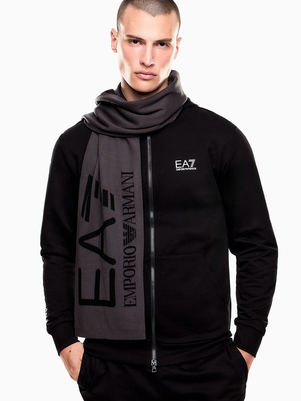 EA7 Unisex Oversized Logo Visibility Scarf