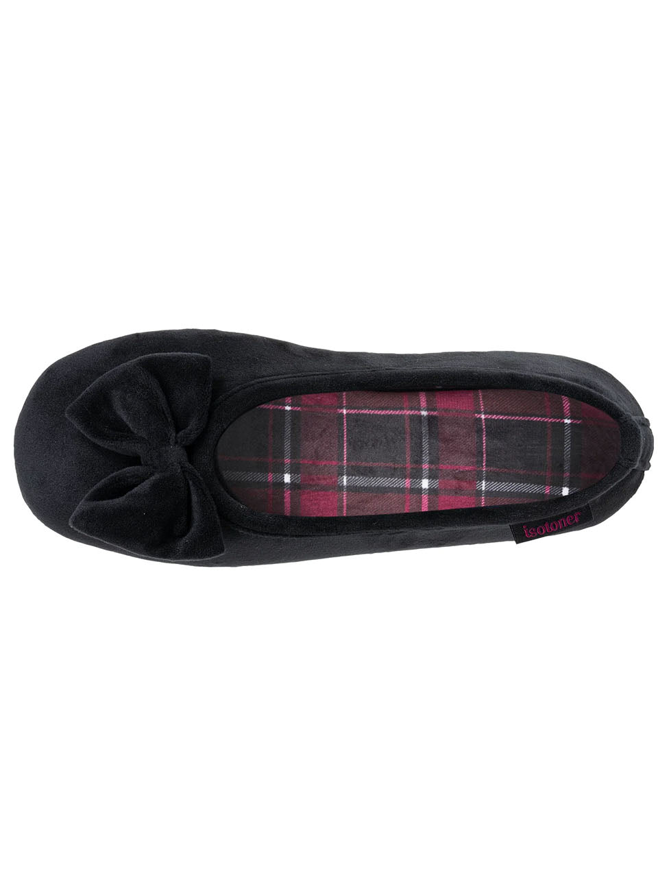 Isotoner Black Red Checkered Women's Ballerina