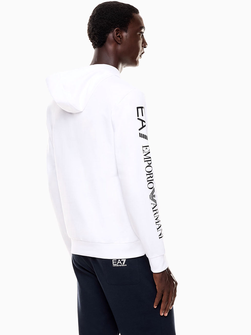EA7 Logo Series Hooded Cotton Sweatshirt