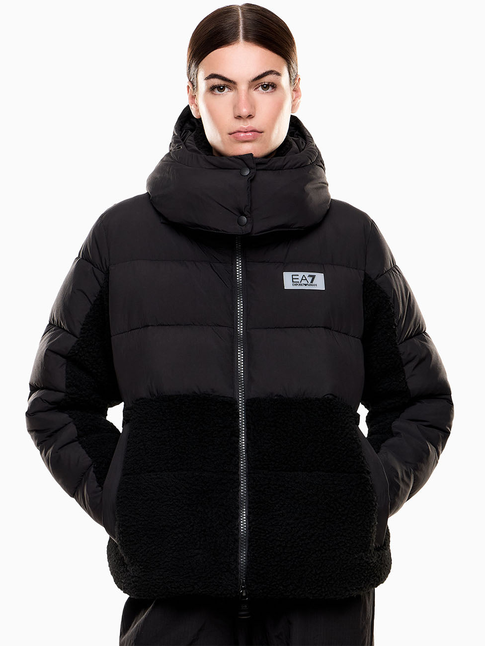 EA7 Teddy-effect Padded Women's Jacket