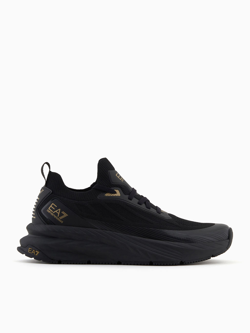 EA7 Black & Gold Crusher Sonic Knit Sneakers
