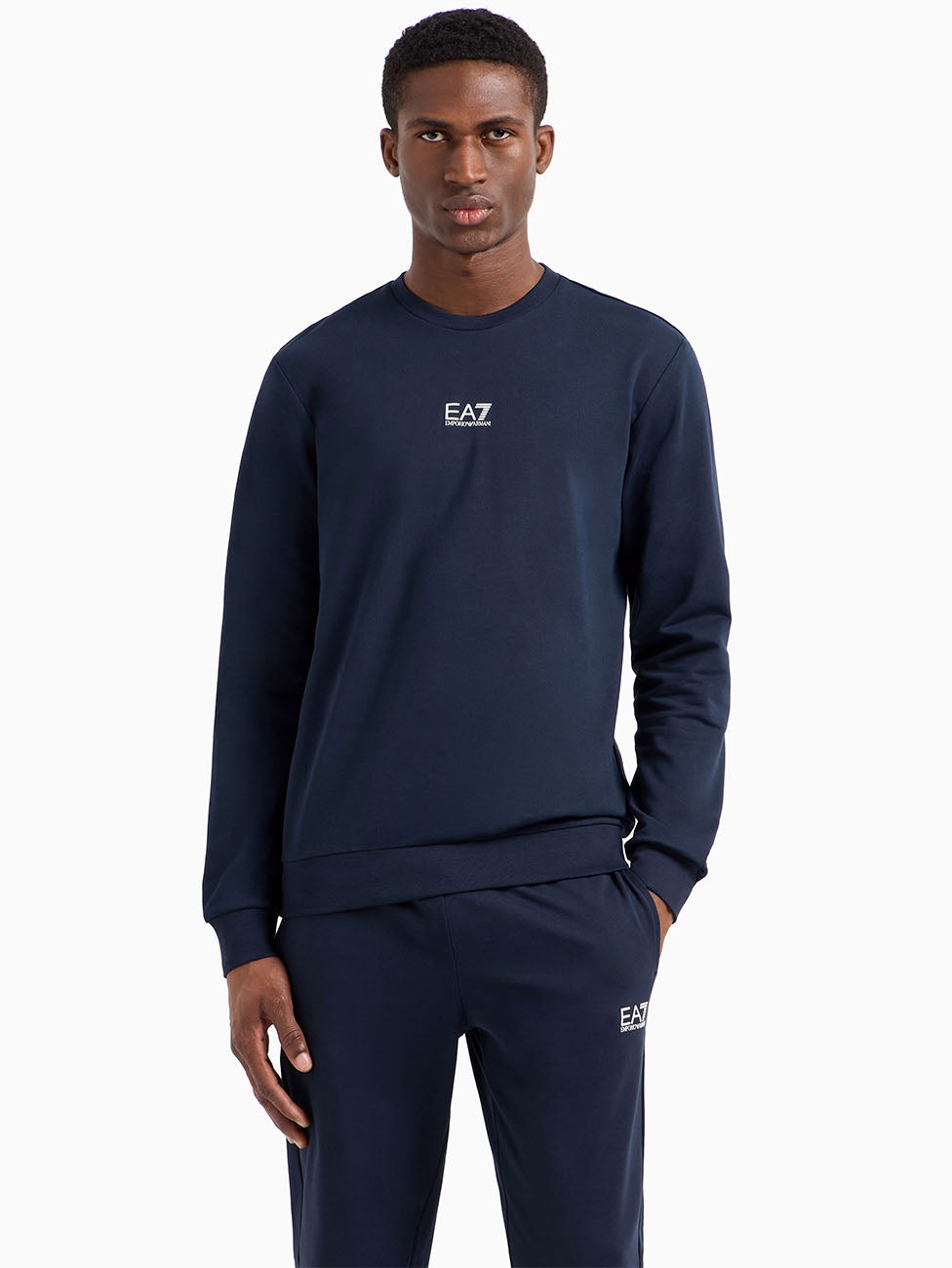 EA7 Navy Core Identity Crew-neck Sweatshirt