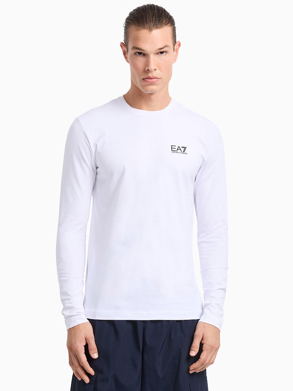 EA7 White Core Identity Long-sleeved T-shirt