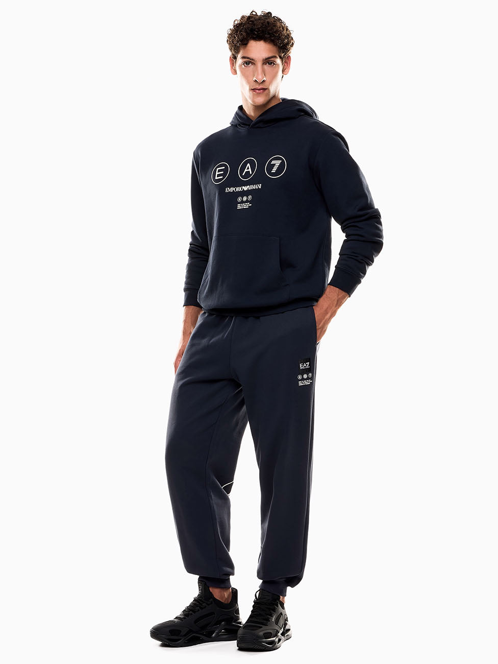 EA7 Logo Series French Terry Hooded Sweatshirt