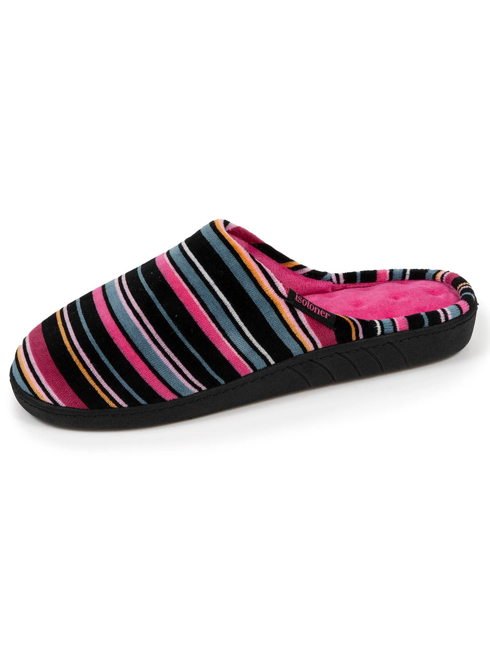Isotoner Pink Striped Women's Slippers