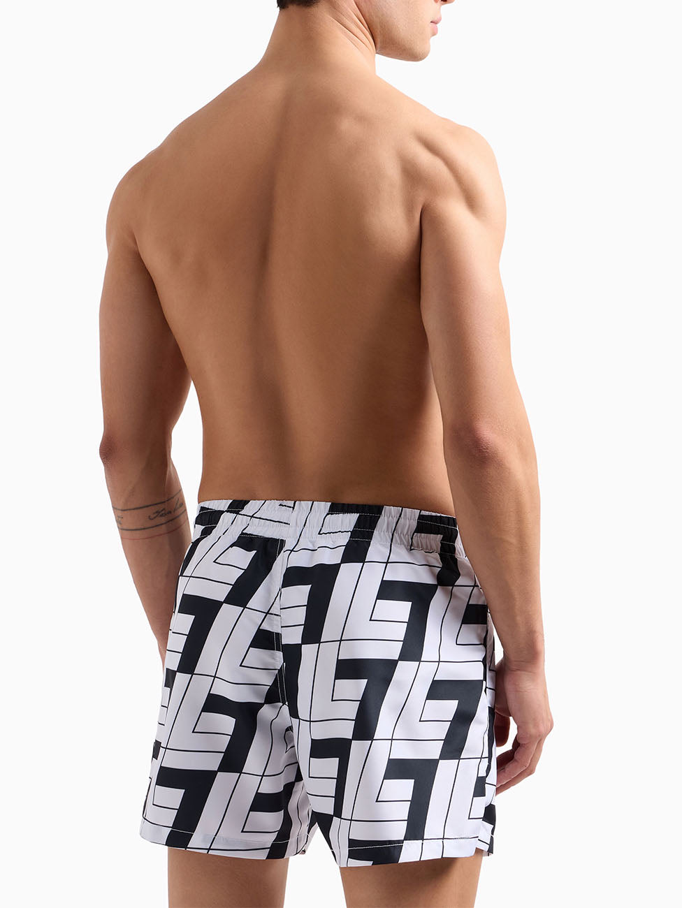 EA7 Fancy White/Black Swim Trunks