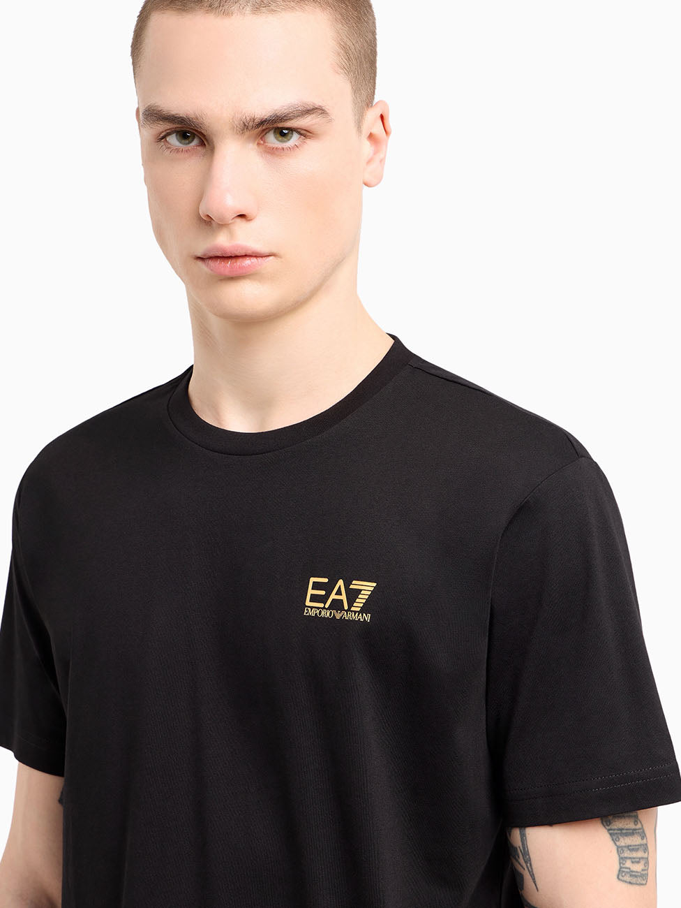 EA7 Black & Gold Logo Series Cotton T-Shirt