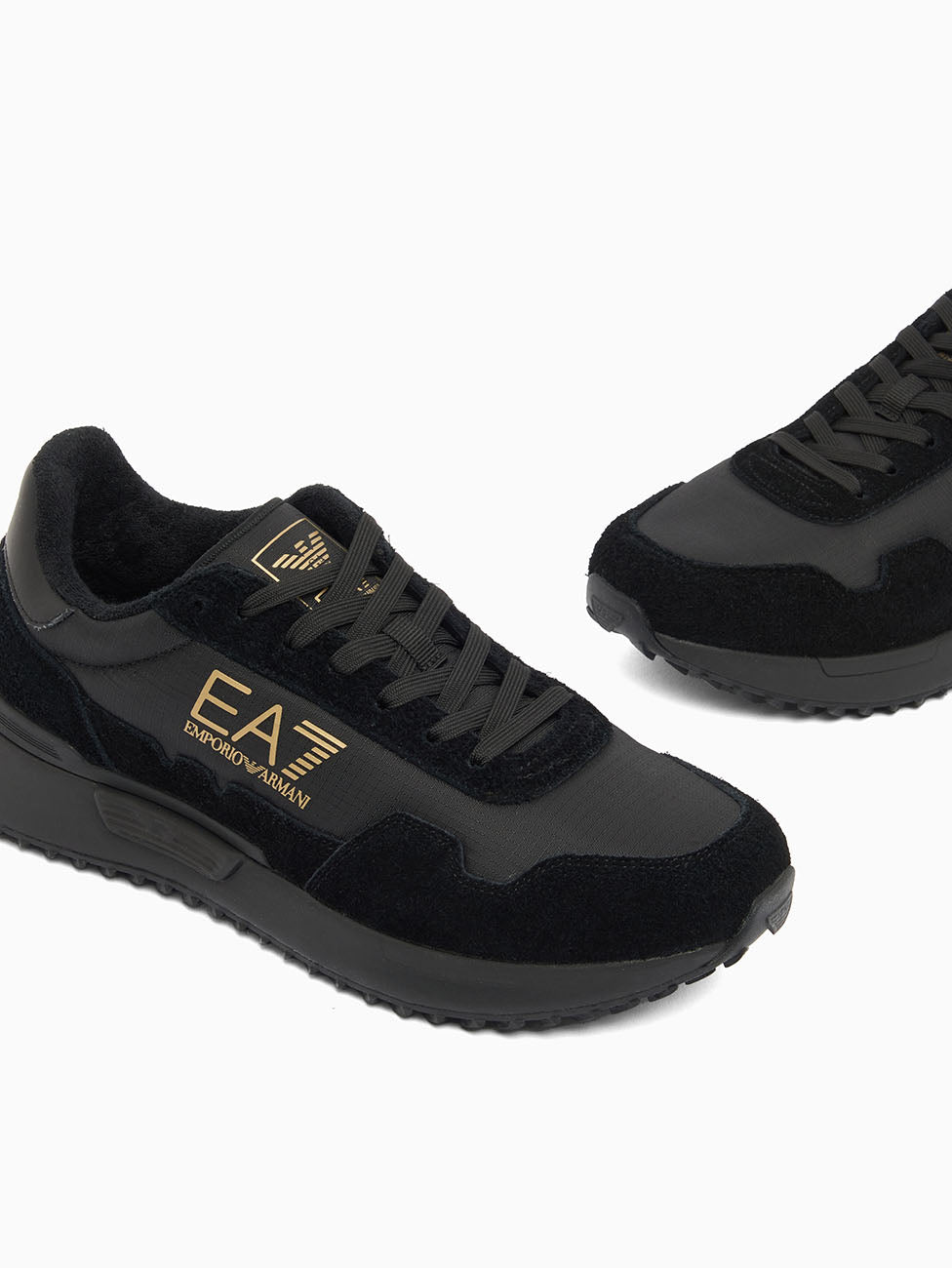 EA7 Triple Black Vintage Running Nylon+ Sneakers