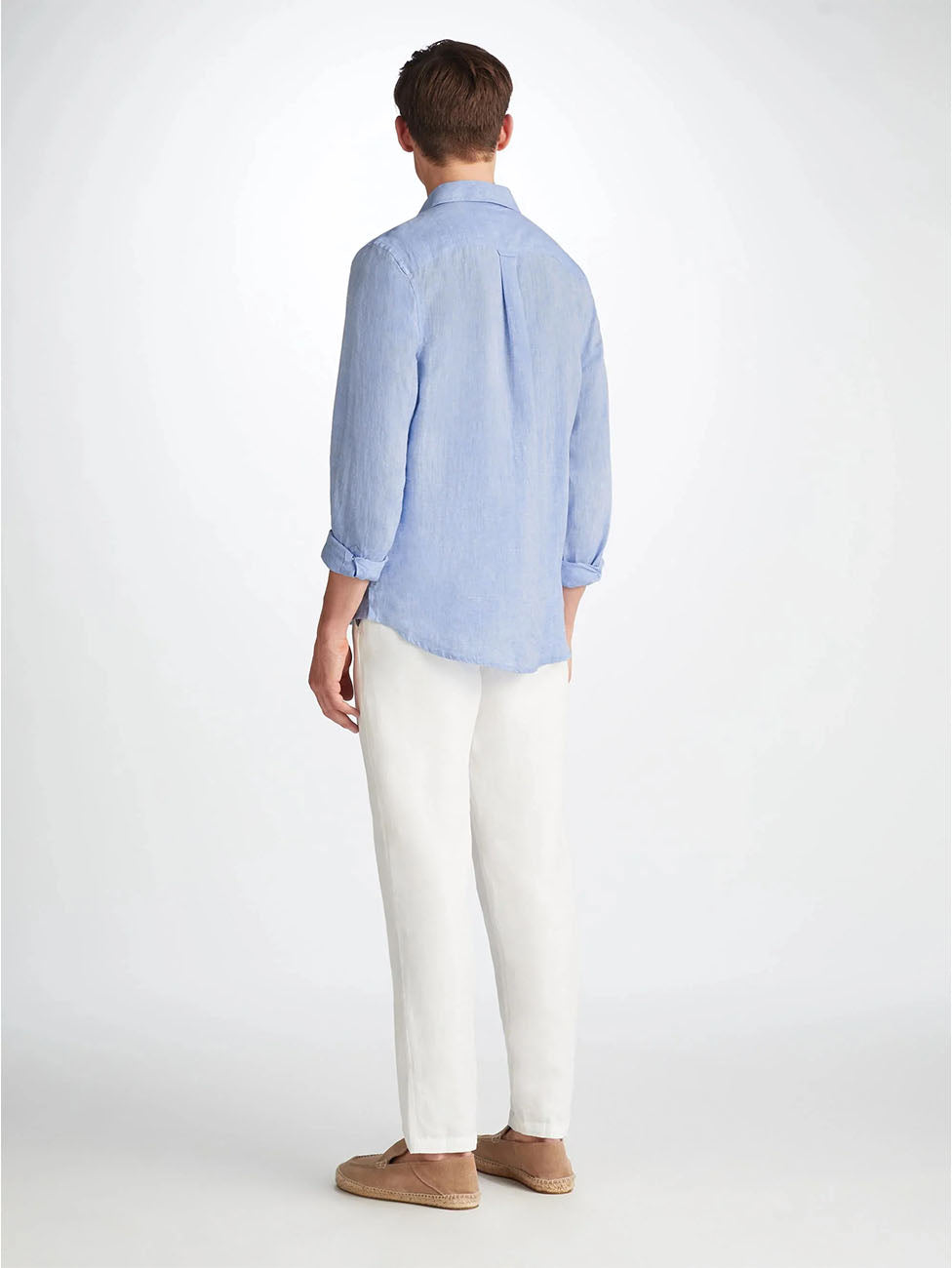 Derek Rose Monaco Linen Blue Men's Shirt