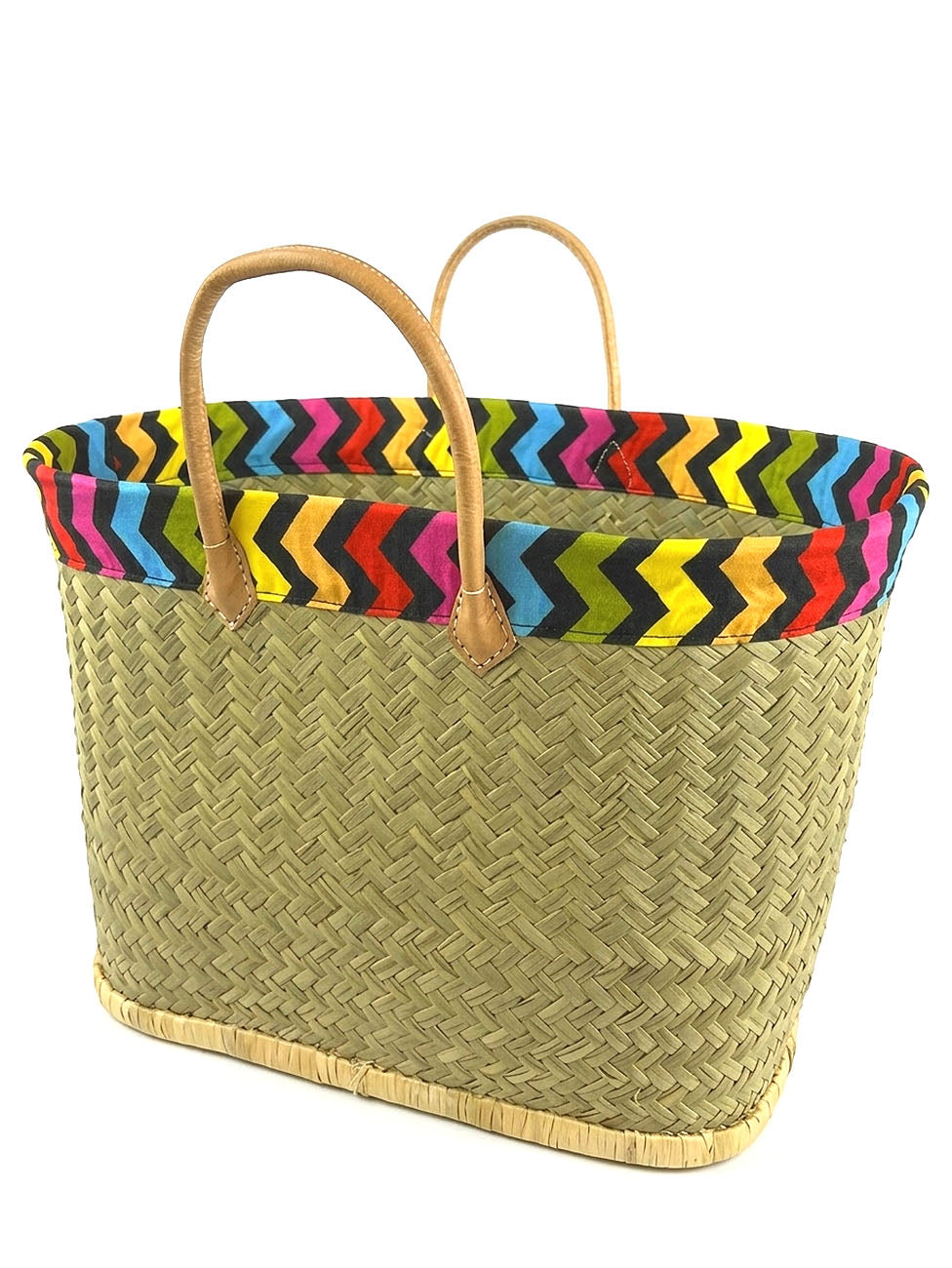 Le Comptoir De La Plage Marine Zig Zag Handmade Beach Basket