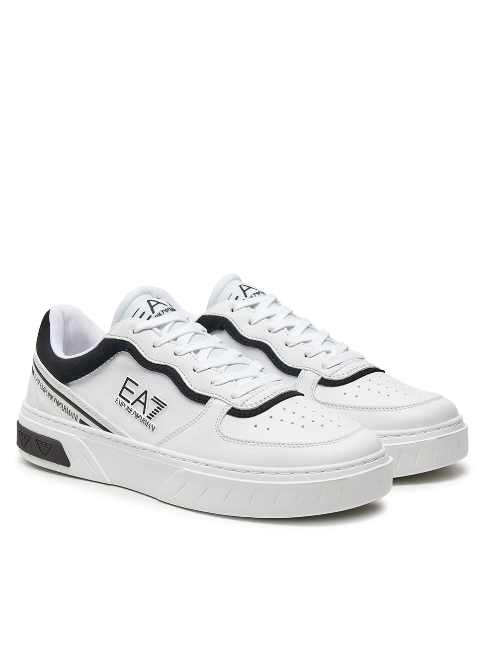 EA7 White & Black Court Premium Sneakers