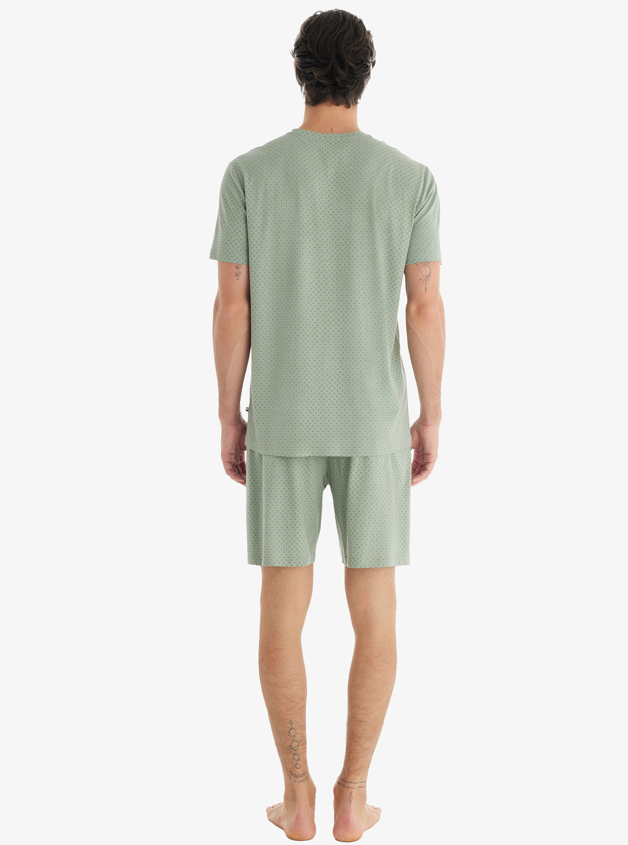 Blackspade Green Pattern Men's Short Pyjama Set