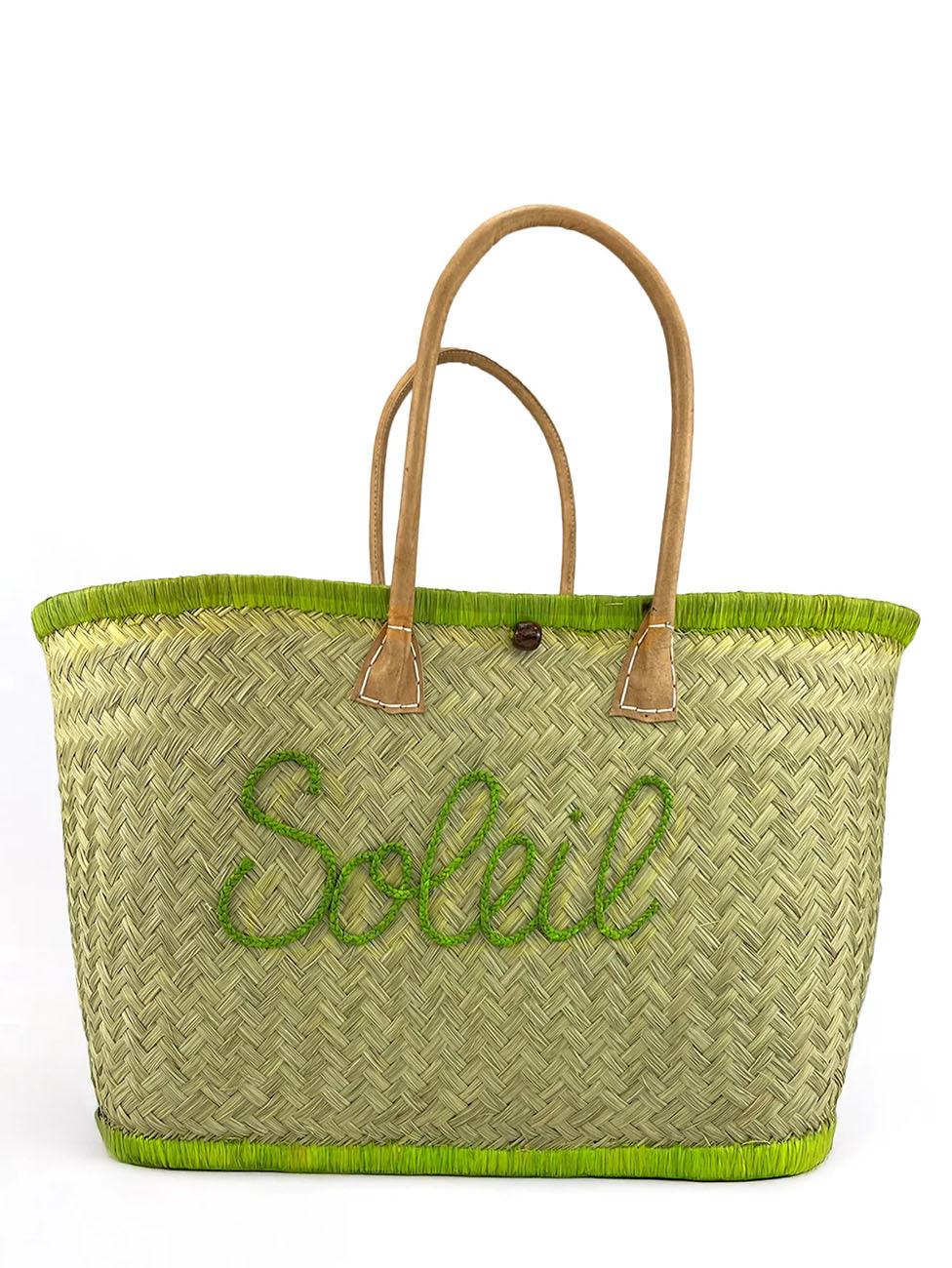 Le Comptoir De La Plage Green Soleil Handmade Beach Basket