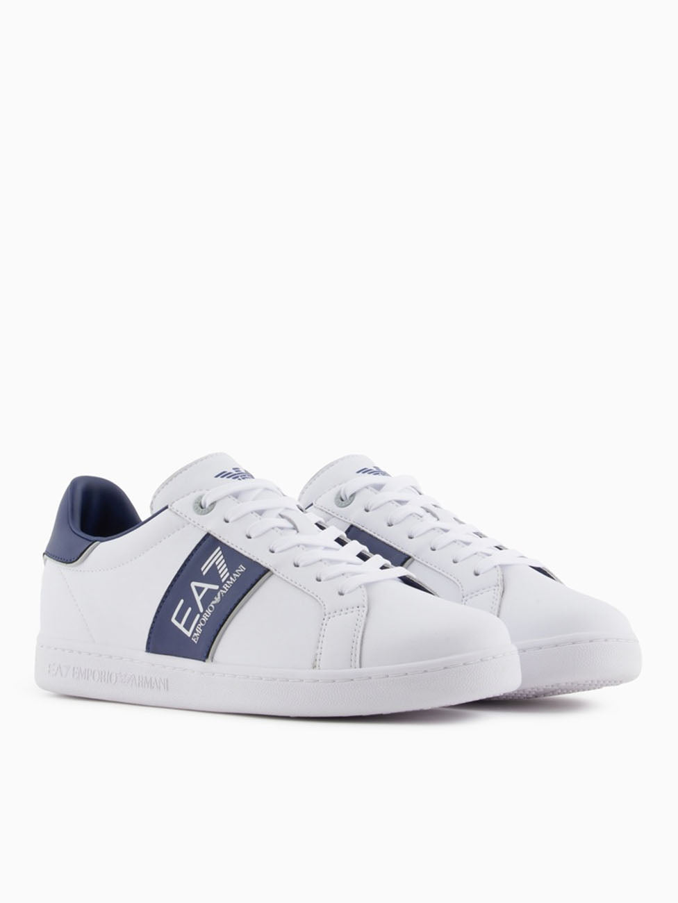 EA7 White & Medieval Blue Classic Sneakers