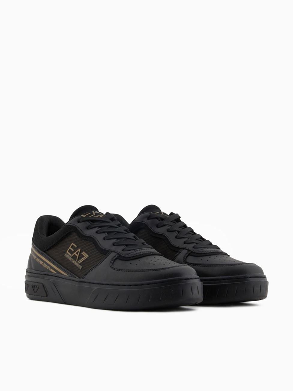 EA7 Triple Black & Gold Court Premium Sneakers