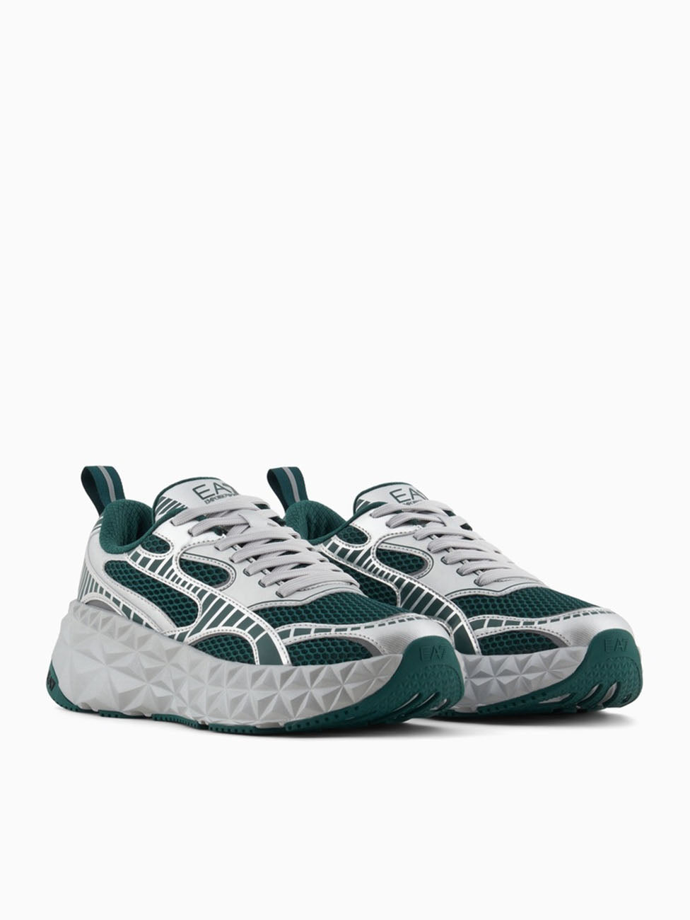 EA7 Silver & Green Ultimate C2 Kombat Tech Sneakers