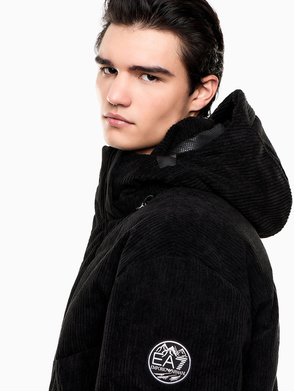 EA7 Corduroy Velour Technical Ski Down Jacket