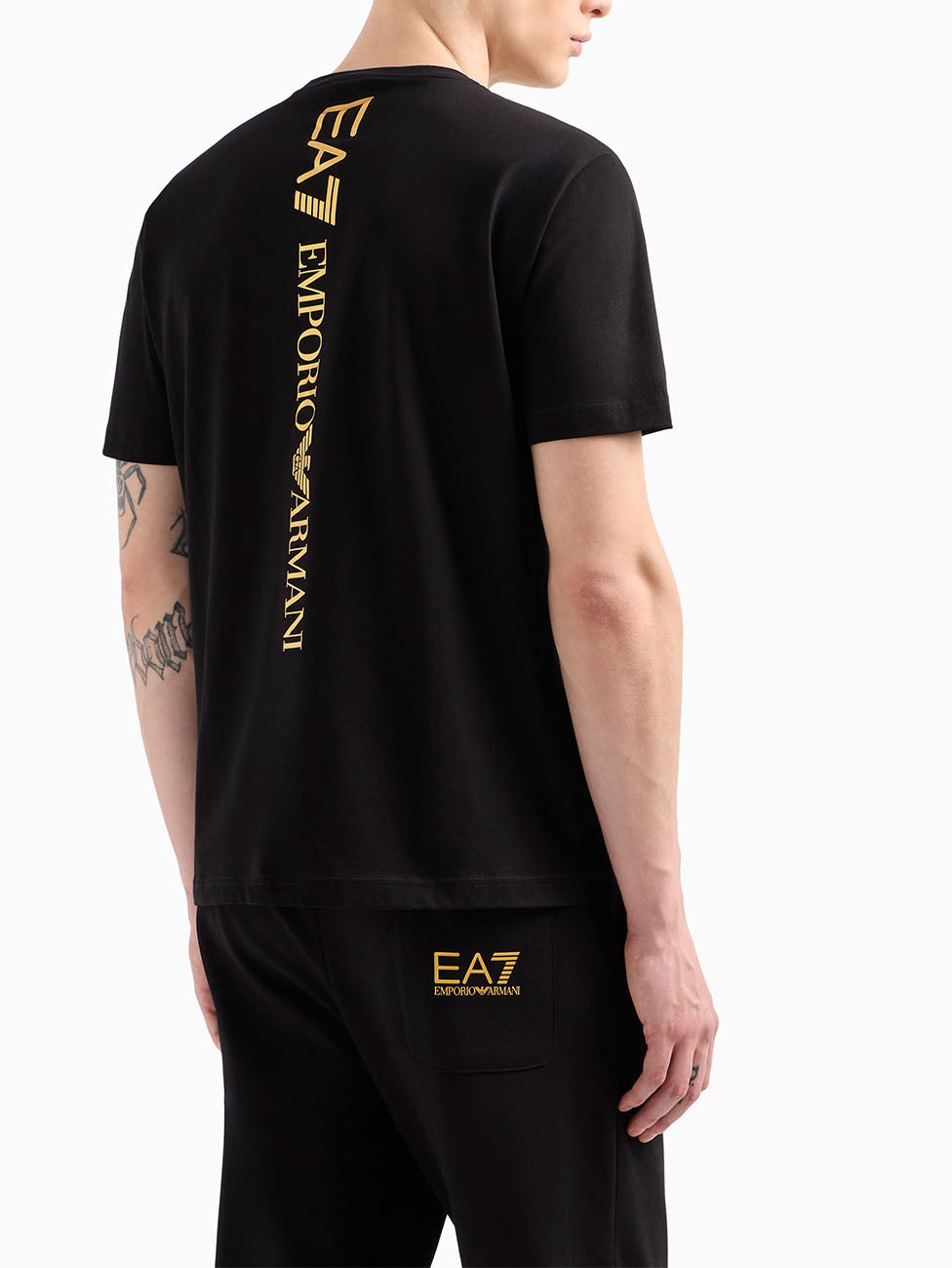 EA7 Black & Gold Logo Series Cotton T-Shirt