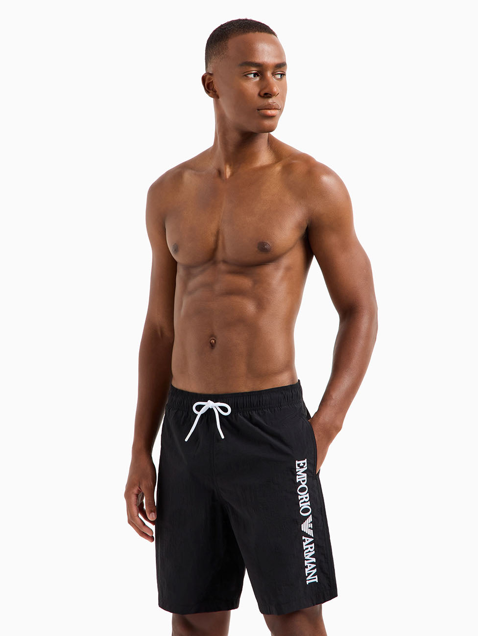 Emporio Armani Vertical Logo Beach Shorts