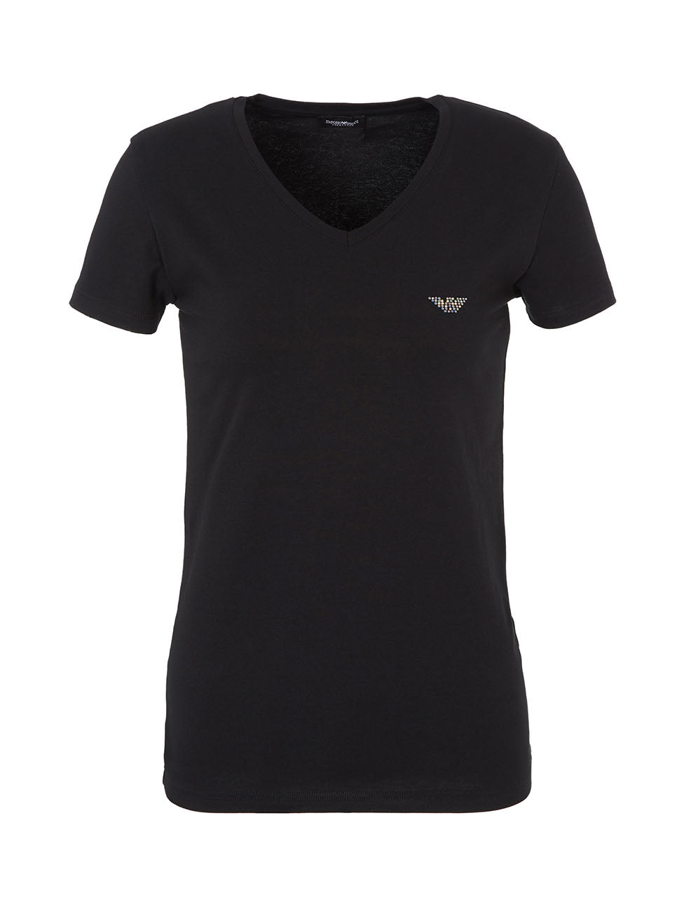 Emporio Armani Strass Logo V-neck T-Shirt