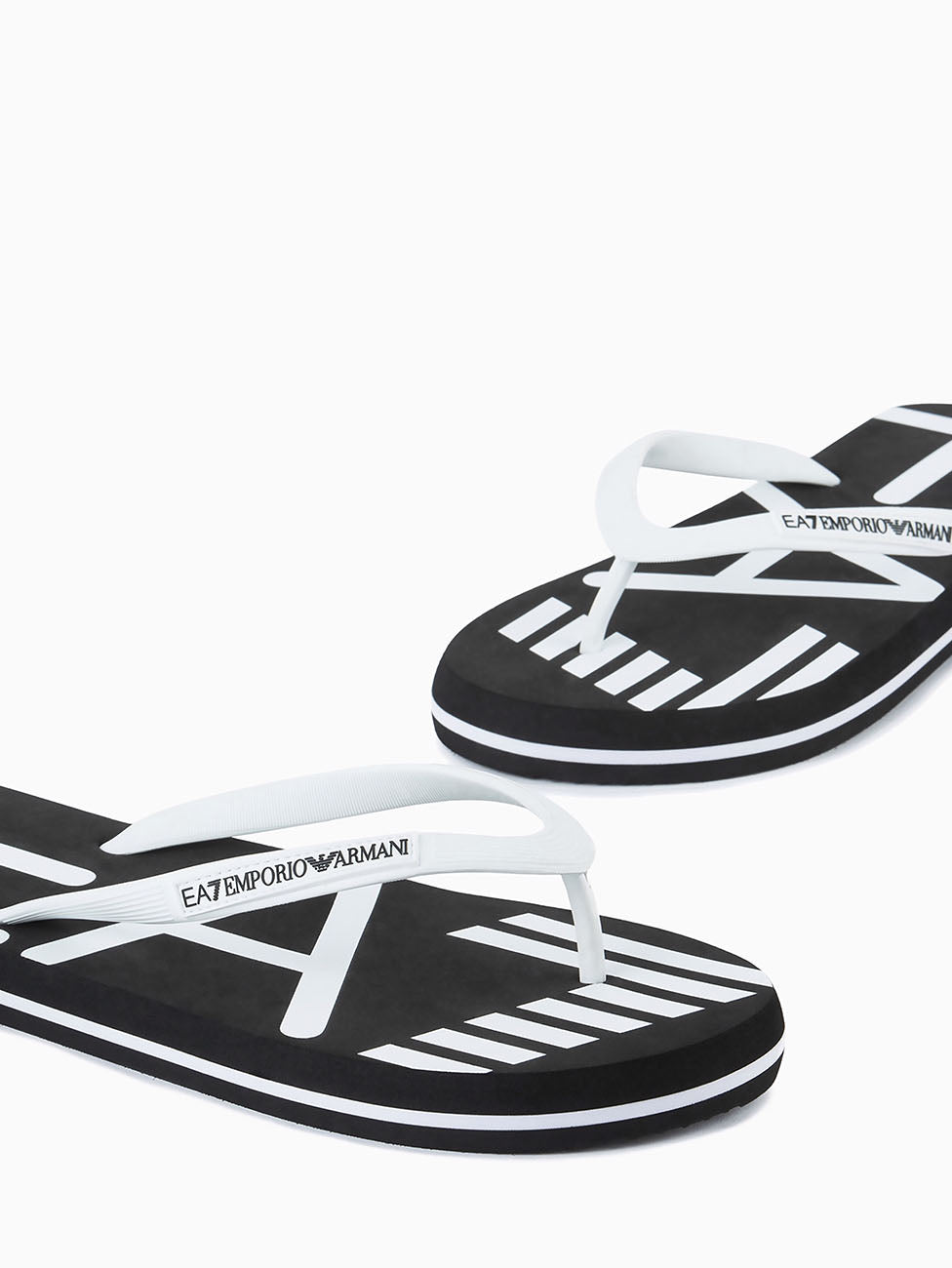 EA7 Black & White Rubber Flip Flops