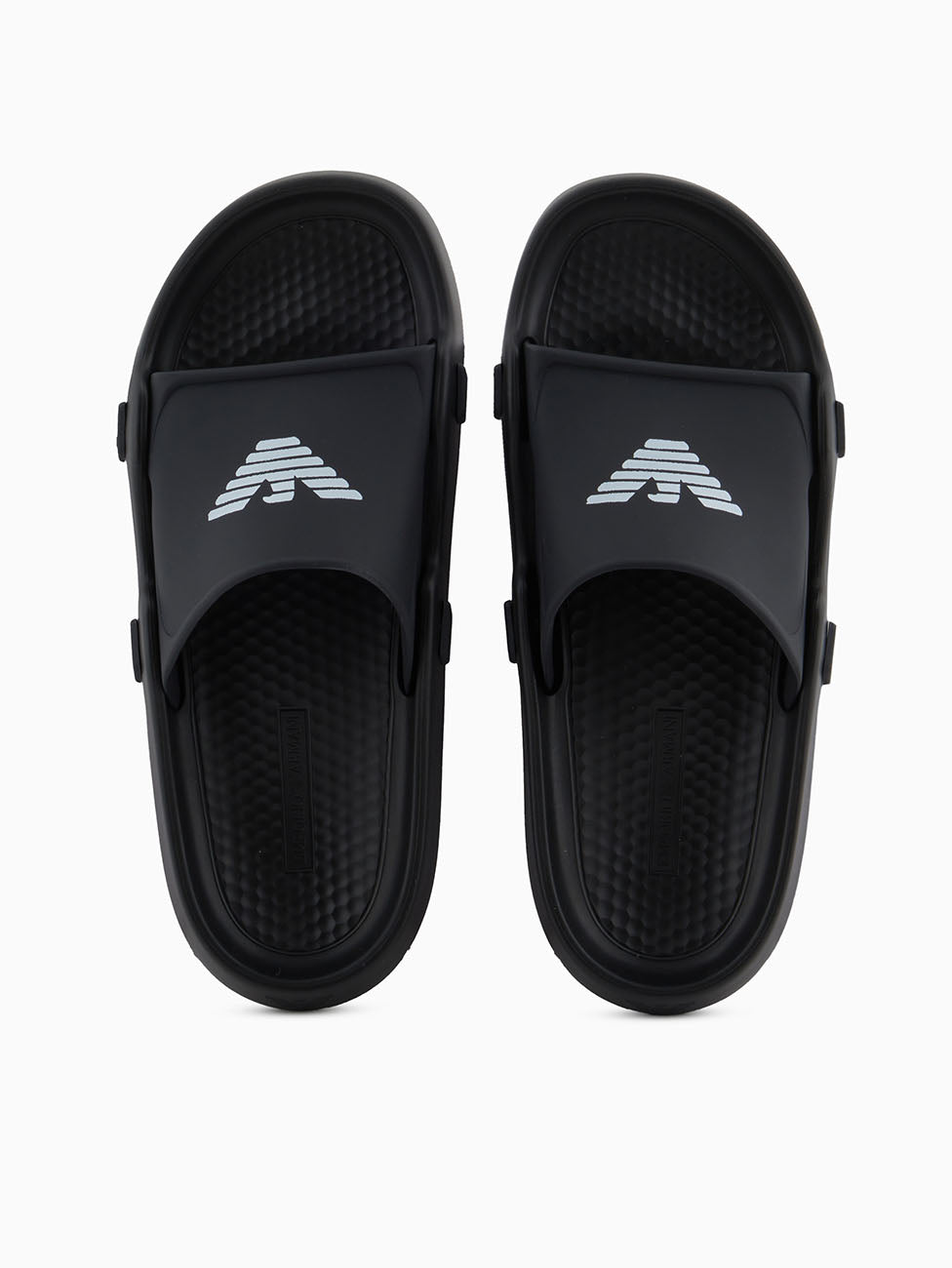 Emporio Armani Black & White Logo Band Slippers