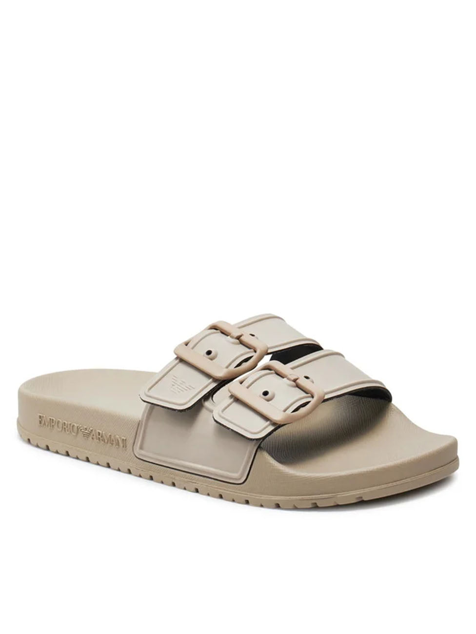 Emporio Armani Beige Double Band Rubber Slippers